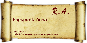 Rapaport Anna névjegykártya